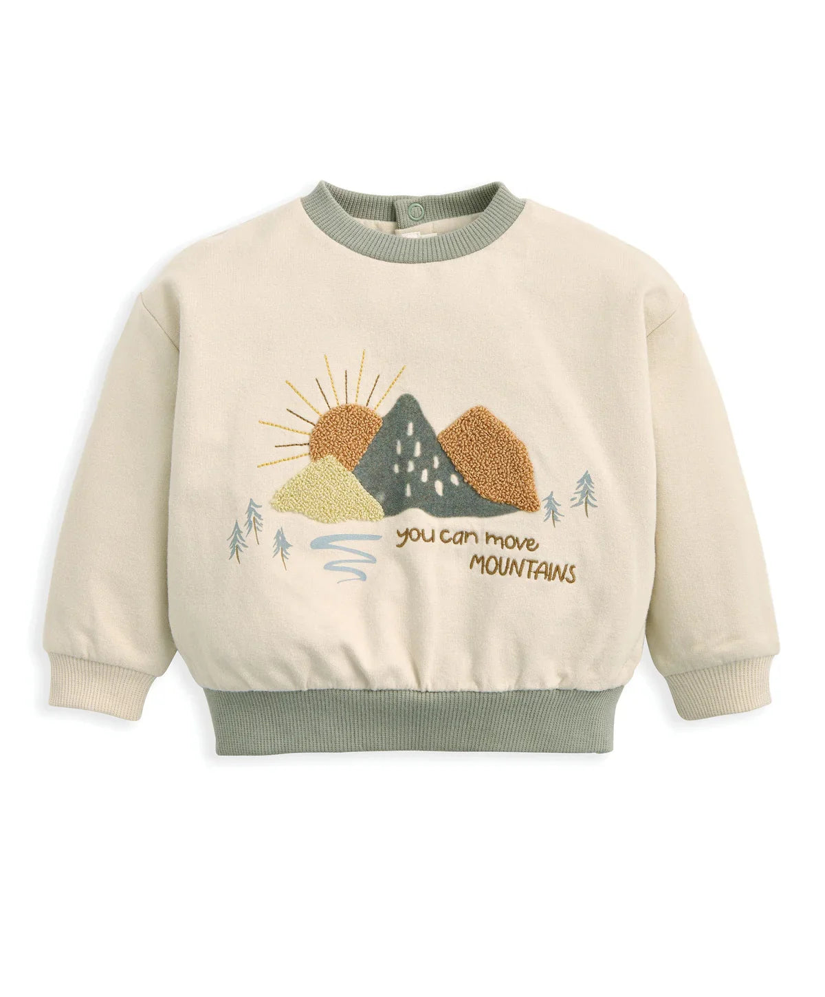 Boucle & Embroidered Sweatshirt - Cream