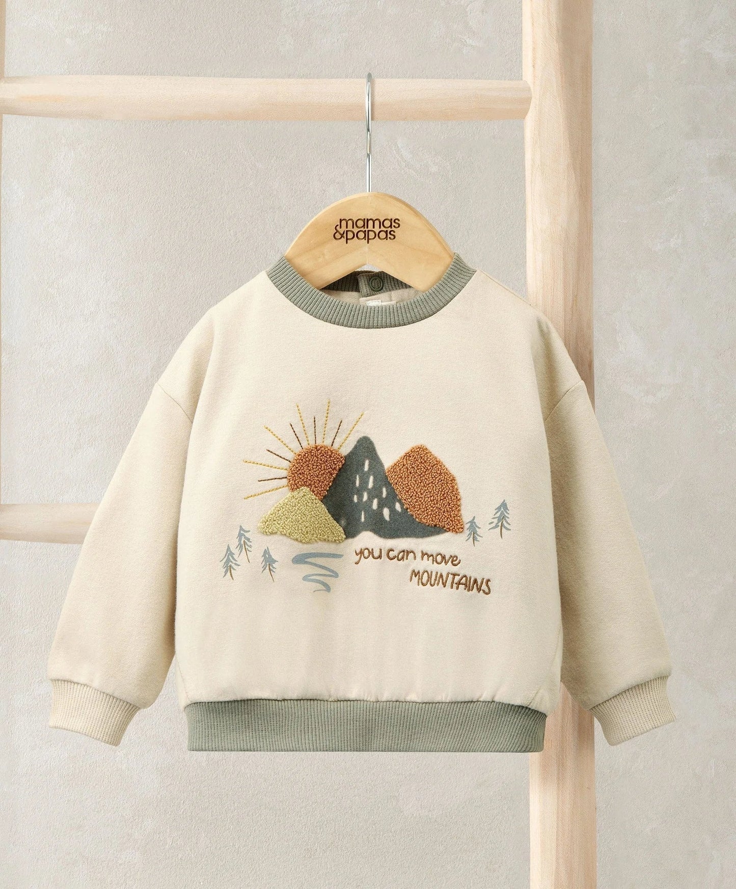 Mamas & Papas Boucle & Embroidered Sweatshirt - Cream Sweatshirt