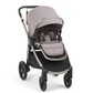Ocarro 2 pushchair in moonstone grey with black frame, front view, padded seat