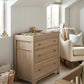 Oak dresser changer with three front drawers and raised changing top ledge