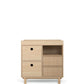 Light oak dresser changer cabinet with two drawers and open ribbed shelving