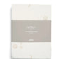 Packaged white cot fitted sheets, 2-count, with celestial print design