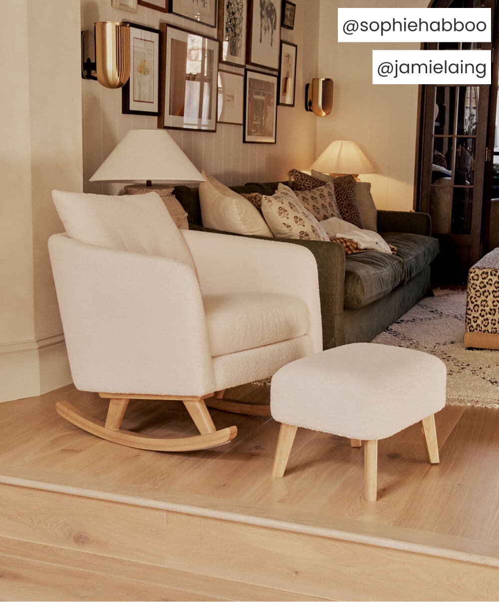Alma Nursing Chair & Stool - Off White Boucle