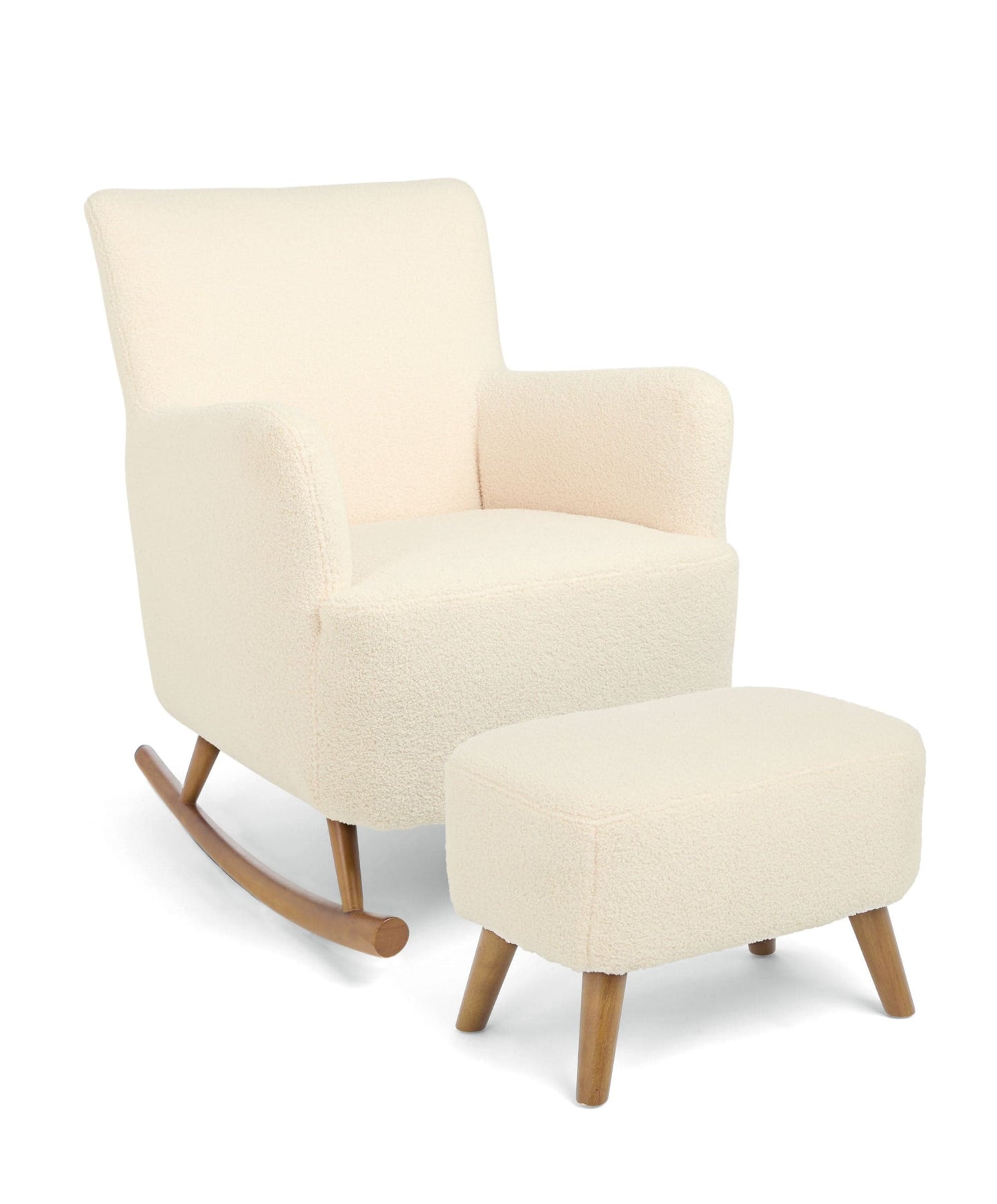Elwood Nursing Chair & Stool - Off White Boucle