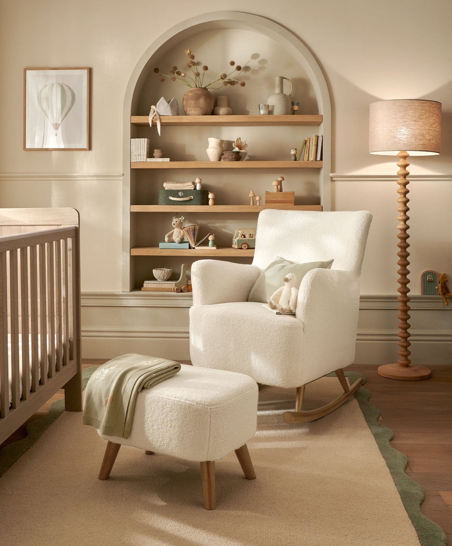 Mamas & Papas Elwood Nursing Chair & Stool - Off White Boucle