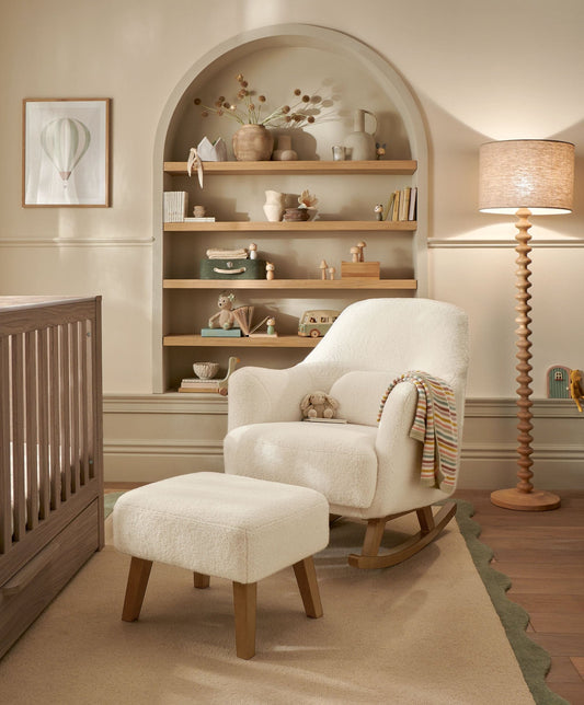 Mamas & Papas Penrose Nursing Chair & Stool - Off White Boucle