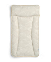 Changing mattress pad, light cream with subtle cloud pattern, padded quilted cover