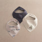 Bandana bib pack: navy, white cactus, and light train prints