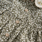 Leaf print long-sleeve dress with gathered skirt and wooden button details