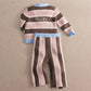 Kids striped cardigan and knitted wide-leg trousers set, button front; Harley label on back