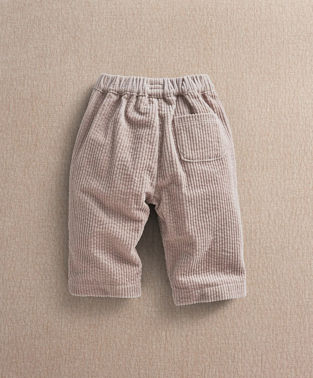 Berry cord trousers, light berry pink, drawstring-style elastic waist and side pockets