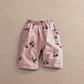 Pink joggers with elastic waistband and all-over bramble berry print