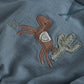Blue sweatshirt with embroidered pony and branch applique