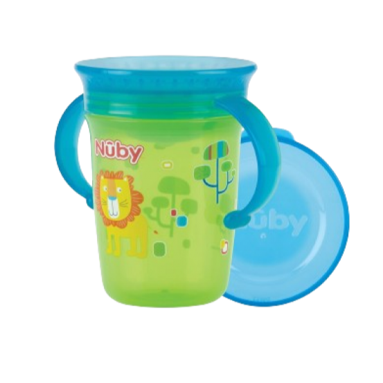 Nuby Twin handle 360° Wonder Cup with Print 240ml 6m+ Green | Prenatal, Babies, Nusring, Cybex, Avent Cup
