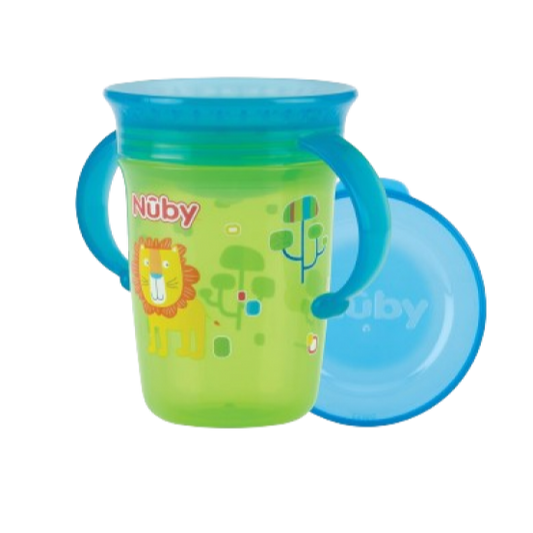 Nuby Twin handle 360° Wonder Cup with Print 240ml 6m+ Green | Prenatal, Babies, Nusring, Cybex, Avent Cup