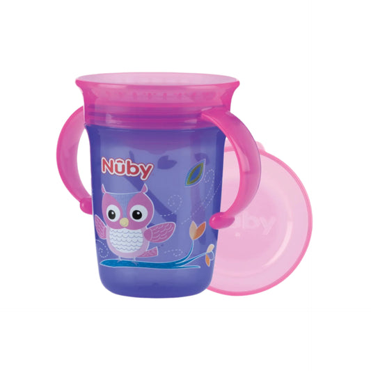 Nuby Twin handle 360° Wonder Cup with Print 240ml 6m+ Purple | Mamas & Papas, Babies, Nursing, Cup