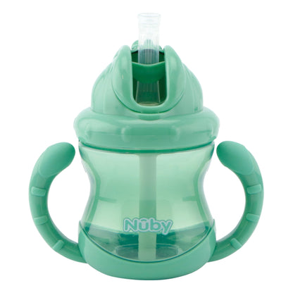Nuby Twin Handle Flip-It Cup 240ml 12m+ Medium Green | Mamas & Papas, Babies, Nursing, 