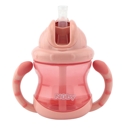 Nuby Twin Handle Flip-It Cup 240ml 12m+ Coral | Mamas & Papas, Babies, Nursing, Cup