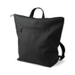 Black changing backpack tote with front zipper pocket, top handle, and shoulder strap