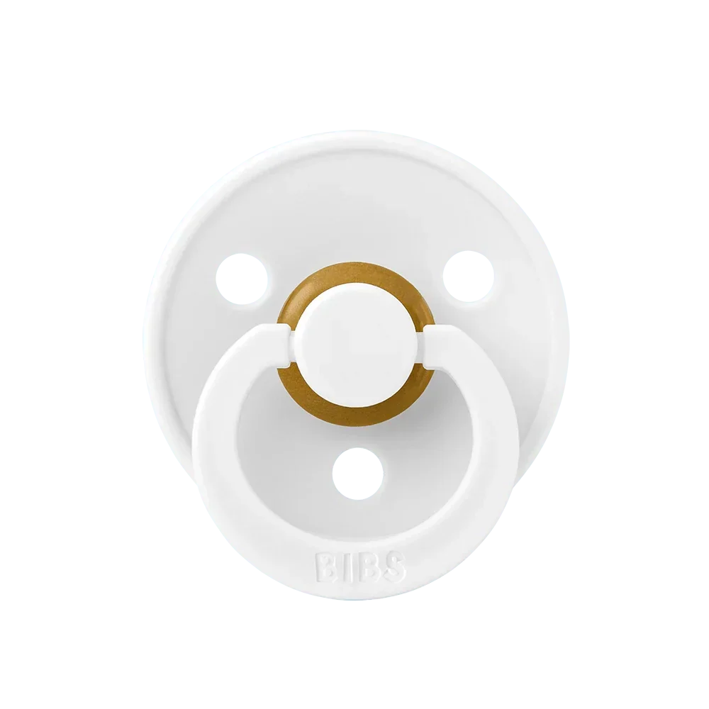 White latex baby pacifier with gold ring, size 1 (0-6 months), 2-pack