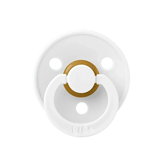 White latex baby pacifier with gold ring, size 1 (0-6 months), 2-pack