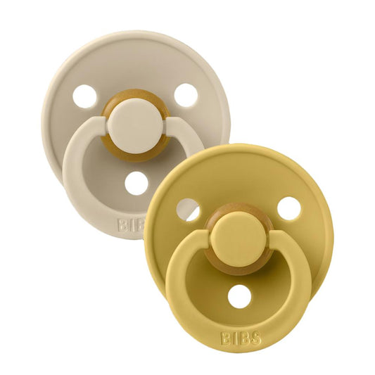 Bibs Colored Pacifiers 6-18m Pack of 2 Vanilla/Mustard | Mamas & Papas, Babies, Nursing, Pacifier