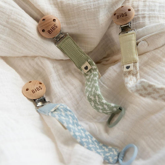 Bibs Pacifier Clip Sage/Ivory | Mamas & Papas, Babies, Nursing, 
