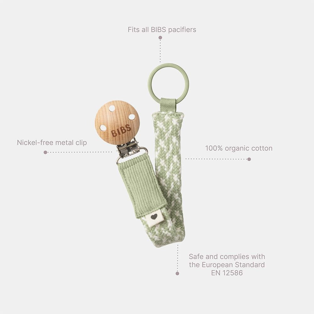 Bibs Pacifier Clip Sage/Ivory | Mamas & Papas, Babies, Nursing, 