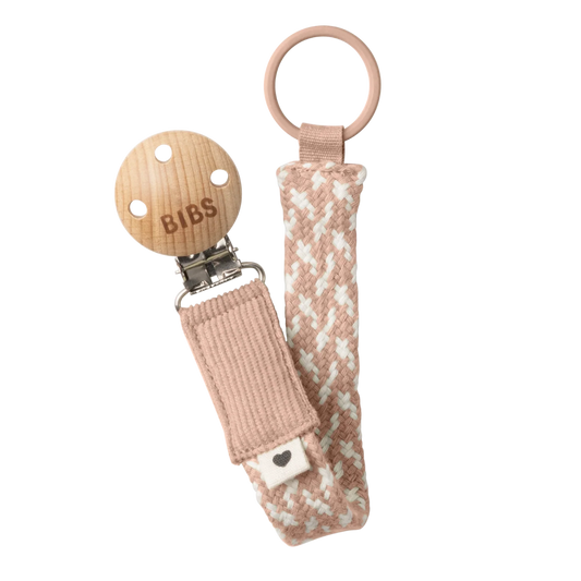 Bibs Pacifier Clip   Blush/Ivory