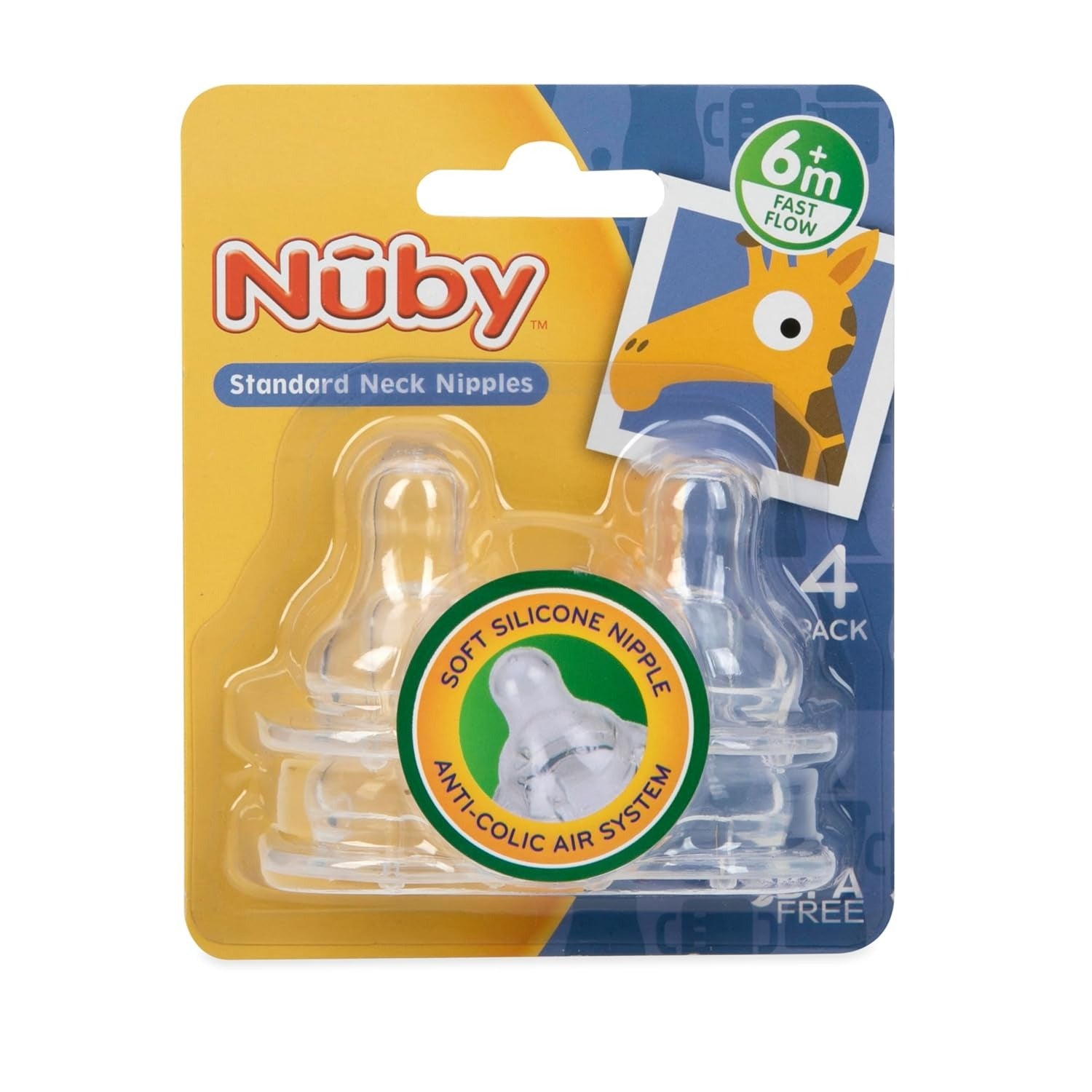 Nuby 4-Pack Standard Neck Fast Flow Nipples | Mamas & Papas, Babies, Nursing, 