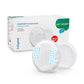 Comfort breast pads, white reusable inserts with blue printed center pads