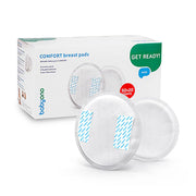 Comfort breast pads, white reusable inserts with blue printed center pads