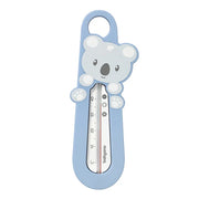Blue koala floating bath thermometer with clear temperature scale and suction-style tab