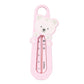 Pink teddy-shaped floating bath thermometer with °C scale and thermometer window
