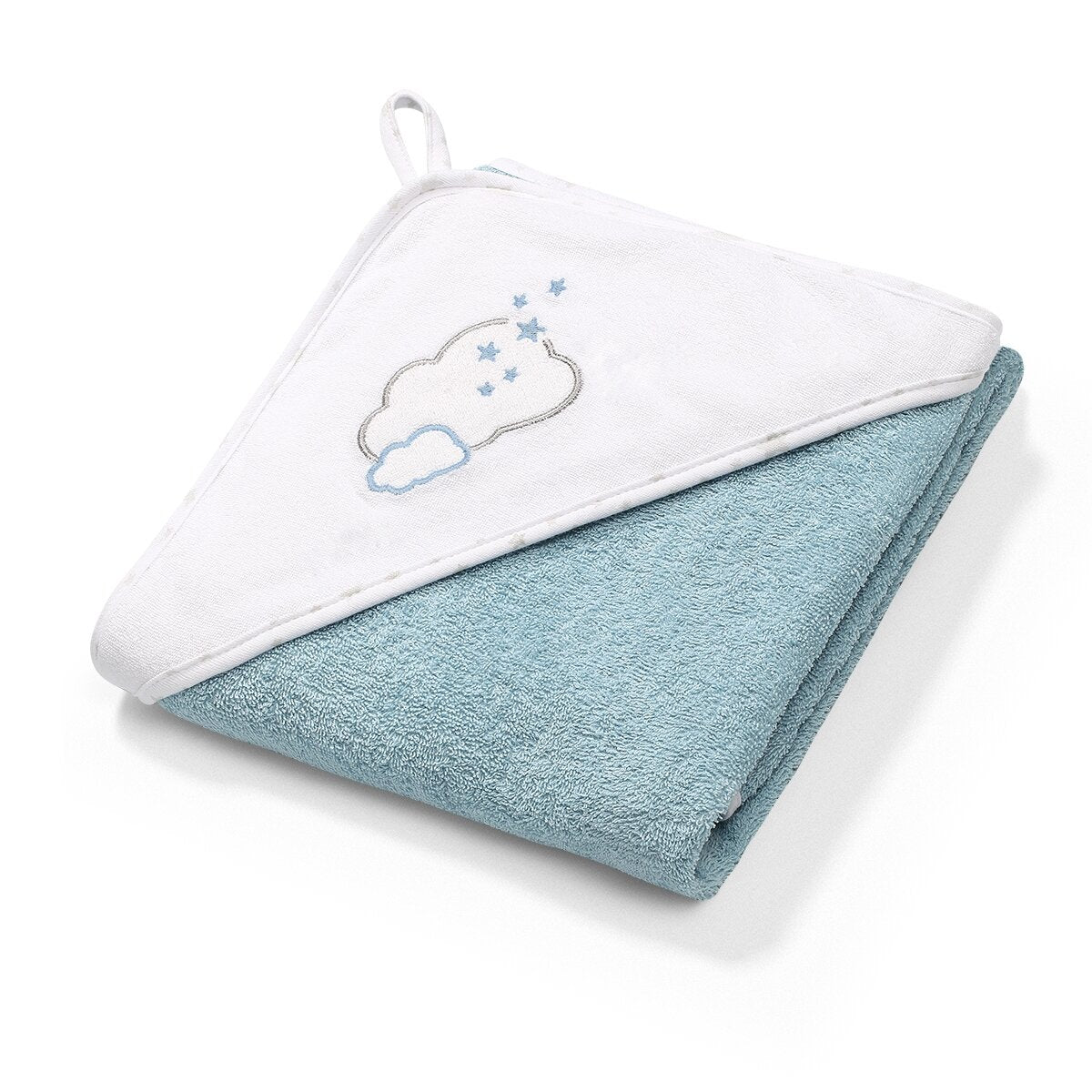 Babyono Terry Hooded Towel 100x100cm White Cloud Blue | Mamas & Papas, Babies, Nursing, Towel