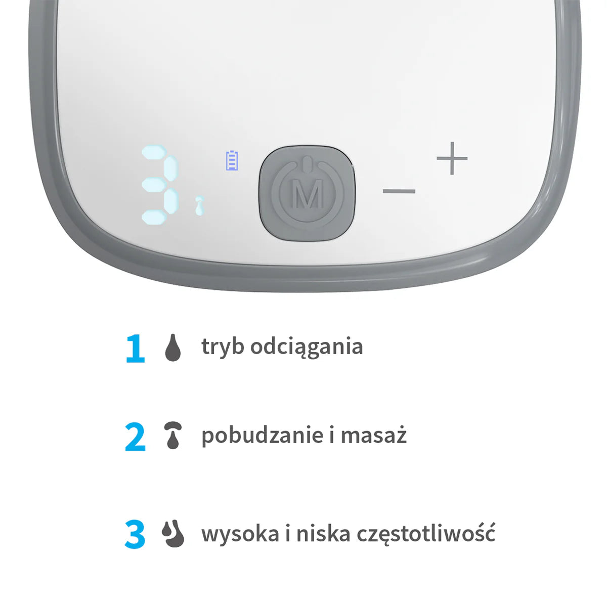 Breast pump spare parts kit control panel with mode icons and settings