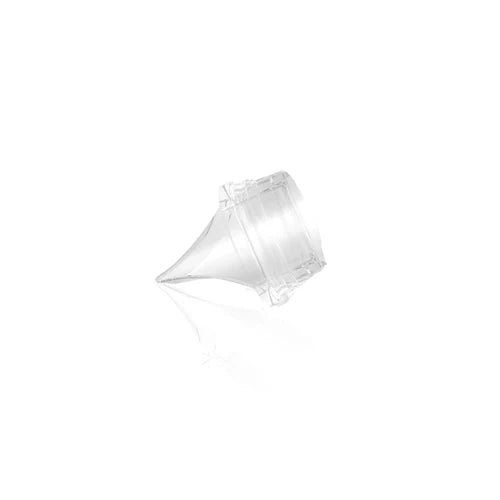 Breast pump flange replacement part with transparent cone shape