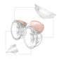 Breast pump spare parts kit with clear flanges and pale pink cushion