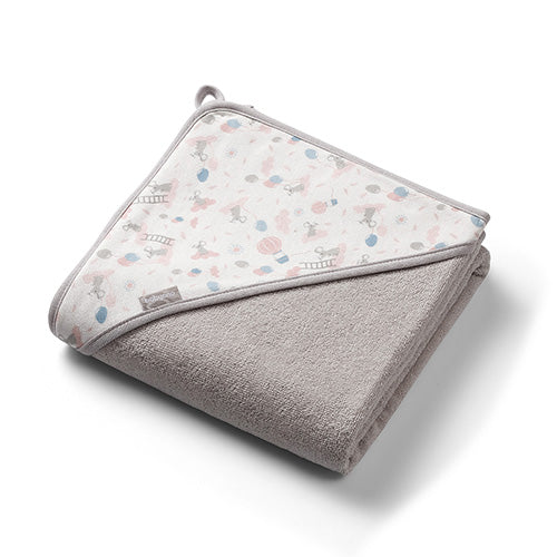 Babyono Terry Hooded Towel 100x100cm White Grey | Mamas & Papas, Babies, Nursing, 