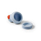 Light blue silicone bath duck toy with open cup and stackable lid