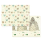 Foam play mat with animal and star pattern, pale cream and blue-green accents.