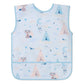 Light blue kids apron with raccoon teepee print and snap waist closure