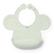 Mint silicone baby bib with adjustable lock, scalloped sleeves