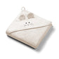 Beige hooded bamboo towel with mouse face detail and hanging loop