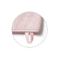 Pink bamboo baby wash mitt close-up with hanging loop strap