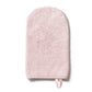 Pink bamboo baby wash mitt with rounded terry face and hanging loop strap