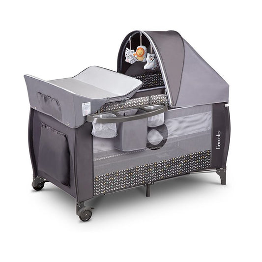 Lionelo Sven Plus Grey Scandi 2-In-1 Travel Cot Crib USA, Lebanon