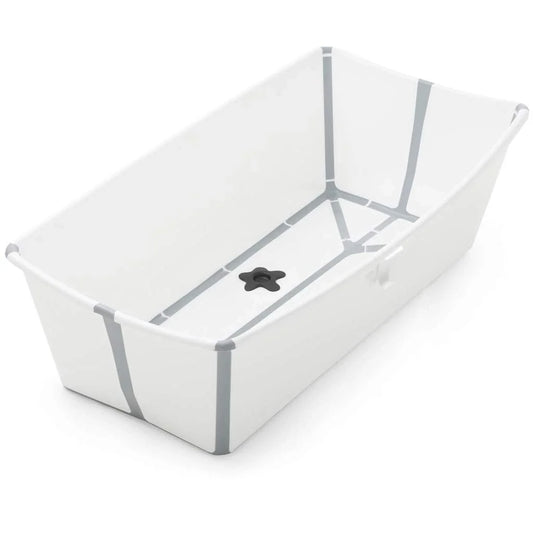 White plastic pet tub with removable divider and paw insert, XL