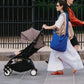 Leopard stroller cover set on a compact stroller with canopy and seat pad