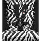 Zebra print stroller seat insert with harness pads and central chest clip